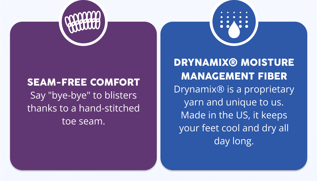 Seam-Free Comfort & Drynamix® Moisture Management Fiber